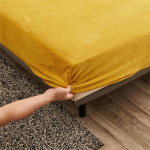 Soojad ja paksud elastsed liibuvad linad Reguleeritav flanellist talvemadratsi kate Sametine voodipesu, 150/180/200 mitu suurust 200x220 cm Only Sheet kollane