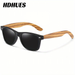 HdHues Unisex bambusest polariseeritud &otilde;ues kasutatavad vintage p&auml;ikeseprillid, UV400 must