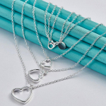 URMYLADY 925 h&otilde;bedane kolme s&uuml;damega ripatsiga kaelakee naistele pulmapeo moeehted 45cm