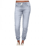 Naiste mood vabaaja keskmise v&ouml;&ouml;koha taskuga Teksad P&uuml;ksid Denim vabaaja p&uuml;ksid L helesinine v&auml;rv