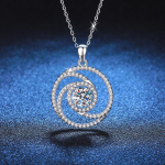 D v&auml;rvi 18K valge kullaga Moissanite kaelakee 1 karaadine tuuleveski naiste S925 h&otilde;bedane kaelakee Luksuslikud moeehted blue