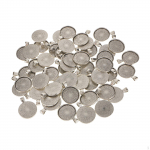 50 pcs Blank Round Bezel Tray Base 25mm Cabochon Necklace Pendants Silver