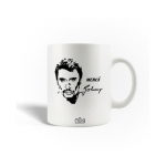 Mug en C&eacute;ramique Johnny Hallyday Chanteur Compositeur Merci Affiche