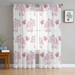 Multifilm Butterfly Pink Elephant L&auml;bipaistvad kardinad elutuppa lastele Magamistoa t&uuml;llkardinad K&ouml;&ouml;gi aknakatted kardinad 135W x 114H(cm) white
