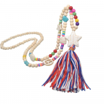 Boheemlaslikus etnilises stiilis n&ouml;&ouml;rist puidust helmeste geomeetriline pentagramm kaelakee B&ouml;&ouml;mi stiilis v&auml;rviline pikk tutiga kaelakee