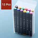 24.12.30.36.48 V&auml;rvimarkerid Kahepealine &otilde;line alkohoolne visandipintslipliiats joonistamiseks animatsiooniks Arhitektuur Disain Graafikatarvikud 12 Pcs must