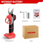 ONEVAN 30 mm 4Gears harjadeta elektrilised oksak&auml;&auml;rid juhtmeta laetav puuviljapuu bonsai p&uuml;gamine Makita 18 V aku jaoks Without Battery