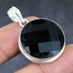 Natural Black Spinel Gemstone Handmade 925 Sterling Silver Pendant 1.58 v2h87