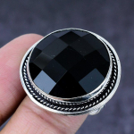 Natural Black Spinel Gemstone Handmade 925 Steling Silver Gift Ring Size 9 a5f80