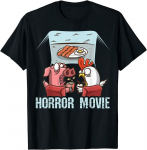Pig Chicken In Horror Movie Breakfast Funny Unisex T-s&auml;rk S