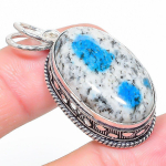 Natural K2 Blue Azurite Gemstone 925 Sterling Silver Gift Pendant 1.77 u6j36