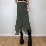 Naiste Y2k Vintage lillemustriga Midi seelik Boho k&otilde;rge v&ouml;&ouml;kohaga volangidega v&otilde;rk kahekihiline pikk seelik Grunge Fairycore 90ndate t&auml;navar&otilde;ivad S