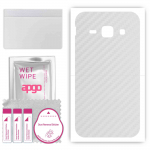 apgo Protective Skin Sticker for the back compatible with Samsung Galaxy J1 (2016), Wrap Film, Foil, Vinyl - Pattern Transparent Carbon