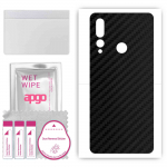apgo Protective Skin Sticker for the back compatible with HTC Wildfire X, Wrap Film, Foil, Vinyl - Pattern Carbon Black