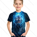 Tiger 3D Prinditud Lasteriided Vabaaja Loomade Laste T-s&auml;rk O Kaelusega Poiste T-s&auml;rgid Suvised l&uuml;hikeste varrukatega laste topid 100