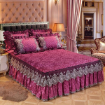 Euroopa pitsist voodiseelik &uuml;hev&auml;rviline paksendatud voodikate kristallveluurist king- ja queen-suuruses voodikatted padjap&uuml;&uuml;riga kodutekstiilid 3 Pcs 150x200cm