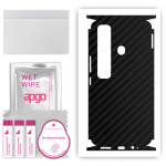 apgo Protective Skin Sticker for the back+sides compatible with Tecno Spark 7 Pro, Full Wrap Film, Foil, Vinyl - Pattern Carbon Black