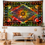 Roheline ja oranž P&auml;ikeseline Tarot Gobel&auml;&auml;n Seinaripp Hipi Tapiz Abstraktne Kunst Ps&uuml;hhedeelne n&otilde;iduse tuba kodukaunistus 95x70CM