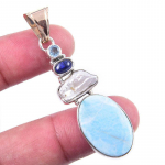 Natural Republic Larimar, Biwa p&auml;rl v&auml;&auml;riskivi 925 prooviga h&otilde;be ripats 2.25 H7b58