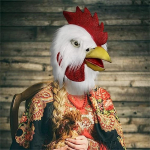 Lateksist Kuke Loomapea Mask Halloweeni Kost&uuml;&uuml;mi Cosplay Peo Peakatte Rekvisiidid Uudne Pl&uuml;&uuml;sist Kana Pea Lateksmask valge