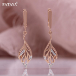 PATAYA Roosakuldne v&auml;rv ja valge plaadistus kunstlik tsirkoon lehekuju magus k&otilde;rvar&otilde;ngas