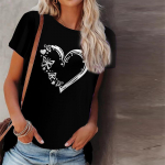 Naiste suvine T-s&auml;rk Punane Love Print L&uuml;hikeste varrukatega T-s&auml;rgid Vabaaja tr&uuml;kitud topid XS punane