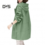 S&uuml;giskevadine naiste mantel, kapuutsiga lukuga pikad varrukad, lahtised kardiganid, n&ouml;&ouml;rid, keskmise pikkusega ja taskutega &otilde;huke igap&auml;evaseks kandmiseks m&otilde;eldud tuulepluus L roheline