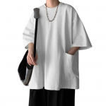 Suvine Meeste T-s&auml;rk &Uuml;markaelusega avar keskmise pikkusega &uuml;hev&auml;rviline plusssuuruses taskud, poolvarrukad, t&auml;navar&otilde;ivad v&auml;litingimustes L valge