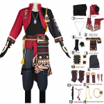 Anime m&auml;ng Genshin Impact Thoma Cosplay kost&uuml;&uuml;mid R&otilde;ivad Punane Must M&auml;ngu rollim&auml;ngu kost&uuml;&uuml;m Parukas Halloweeni peo &Uuml;htlased riided M