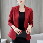 Naiste bleiser vabaaja s&uuml;gistalvise elegantse kontori bleiseriga kost&uuml;&uuml;m must valge soliidne pikkade varrukatega trendikas jakk, mis sobib naistele M must