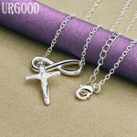 925 Sterling Risti ripatsiga kaelakee pulmav&otilde;lu ehted 45cm