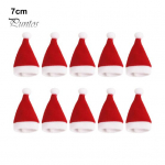 10 tk Mini j&otilde;uluvana m&uuml;ts veinipudeli kaaned pl&uuml;&uuml;s j&otilde;ululauan&otilde;ude hoidik samet pulgakomm korgid j&otilde;ulupeo kaunistus XS