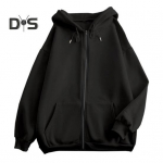 Meeste naiste jope kapuutsiga pingutusn&ouml;&ouml;riga pikkade varrukatega t&otilde;mblukuga plekist taskutega v&auml;lisriided avara vormiga dressipluus. M tumehall v&auml;rv