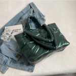 Naiste suure mahutavusega nailonist veekindel &otilde;lakott ruumi puuvillast polsterdatud &uuml;lemise k&auml;epidemega k&auml;ekottide ostukotid 30x14x27cm h&otilde;be