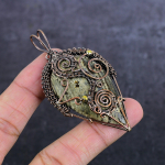 Natural Ocean Jasper Gemstone Copper Wire Wrap Jewelry Pendant 2.88 p3t64