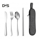 Roostevabast terasest s&ouml;&ouml;giriistade komplekt 4-osaline retro lauan&otilde;ud kahvel lusikas s&ouml;&ouml;gipulgad nuga koos hoiukotiga peegli poleeritud n&otilde;udepesumasina jaoks ohutu s&ouml;&ouml;giriistade komplekt koju h&otilde;be