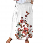 Naiste vabaaja vaba Boho elastne v&ouml;&ouml;koht A-Line Beach Flowy Swing Vacation Maxi seelik taskuga XL punane