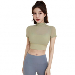 Lady Summer Yoga Top &otilde;huke, kiiresti kuivav, hea hingavusega l&uuml;hikeste varrukatega, v&ouml;&ouml;kohaga katmata k&auml;rbitud topp Pilatese spordisaali s&ouml;rkimiseks. S sinine