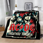 Rockb&auml;nd AC/DC retrotr&uuml;kiga flanellist soe pleed piknikutekk voodikate viskepleed voodipesu S&uuml;nnip&auml;evakink 30x40in