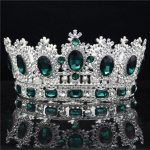 Barokne suur tiaara kroon kivikristall suur diadeem pruudi pulm Juukseehted Tiaarad ja kroonid peakate Juukseehted h&otilde;bedane roheline v&auml;rv