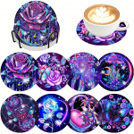 8 t&uuml;kki/komplekt briljantv&auml;rviga pimestavaid lillemustrilisi alusaluseid koos sulgudega DIY rannaalused algajatele ja t&auml;iskasvanutele, kunsti- ja k&auml;sit&ouml;&ouml;tarbed kingitused 8PCS/Set