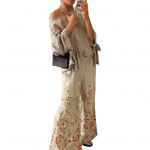 2 tk/komplekt Naiste top p&uuml;kste komplekt, &uuml;ks &otilde;lg, kaldus kaelus, kolmveerand varrukaga, pits-up mansett Pluus Lilletr&uuml;kis venivad k&otilde;rge v&ouml;&ouml;kohaga laia s&auml;&auml;rega p&uuml;ksid M helehall v&auml;rv