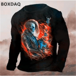 Horror Skulls Style Men T-Shirts Spring Autumn Long Sleeve Rock Skull 3D Print Street Hip Hop Male Tees 6XL Big Size Casual Tops S