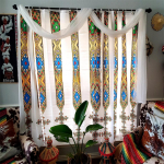 Euroopa Etioopia traditsioonilise disainiga p&auml;ikesevarjukardinad 2 paneeliga luksuslik Maroko stiilis elutuba magamistuba kodukaunistusega kardinad 50W130H(CM)x2pcs&Rod Pocket