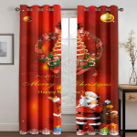 J&otilde;ulukaunistuste kardin 3D multifilm J&otilde;uluvana j&otilde;ulupuu pol&uuml;esterriidest kardin lumememme muster pidulik atmosf&auml;&auml;r W132cm x H160cm&Hook