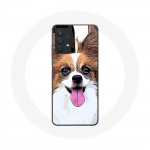 Coque Maniacase pour Samsung Galaxy A32 4G &Eacute;pagneul nain continental papillon Chiot Blanc et marron