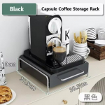 Kapslikohvi vitriin koos v&auml;ljat&otilde;mmatava plaadiga kohvimasina alus sahtliriiulid teekoti hoiukarbi kapslikohvi korraldaja valge