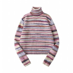 Jaapani Y2k k&otilde;rge kaelusega kampsun Vintage vikerkaaretriibuline pullover Korea mood kootud kampsun Harajuku Grunge kudumid S mitmev&auml;rviline
