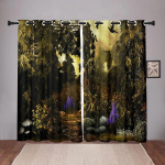 Loodus Metsa Puulehest Pimendavad aknakardinad Magamistoa Elutoa Vannitoa K&ouml;&ouml;k Uksesaal K&otilde;rge varjutus Erineva mustriga W55 X H120cm X 2&Grommet Top brown