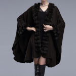 S&uuml;gistalvine naiste pikk silmkoeline kampsun, mood kunstkarusnahast sall Cape mantel pont&scaron;o lilla